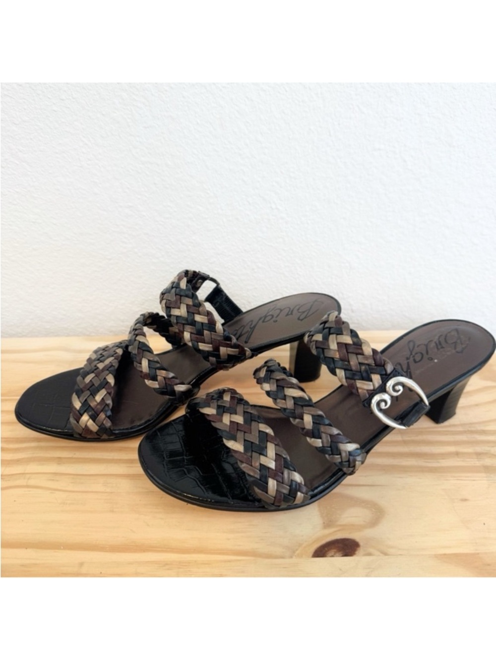 Brighton Tress Braided Woven Leather Sandals in Dark Brown 7